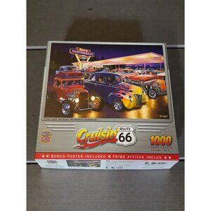 Cruisin Route 66 1000-Piece Master Pieces Puzzle Hot Rod Cars & Bonus Poster